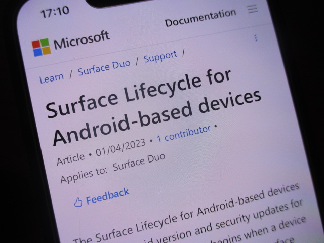 Microsoft、初代「Surface Duo」のサポート終了