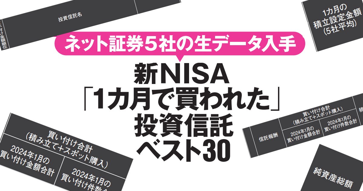 〈ネット証券5社の新NISA生データ入手〉1カ月で実際に買われた投資信託ベスト30